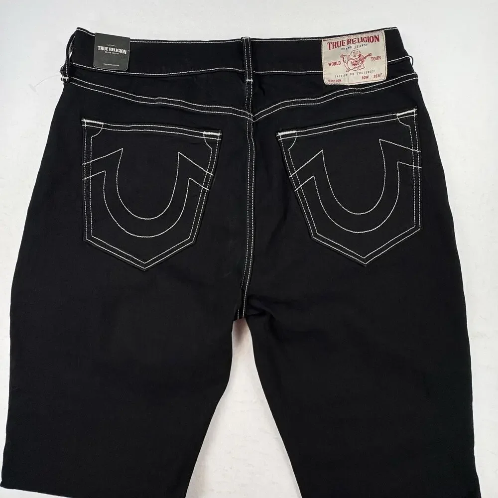 True Religion Jeans Mens 34x32 Black Bobby Relaxed Baggy Stretch Denim Rinse Y2K
